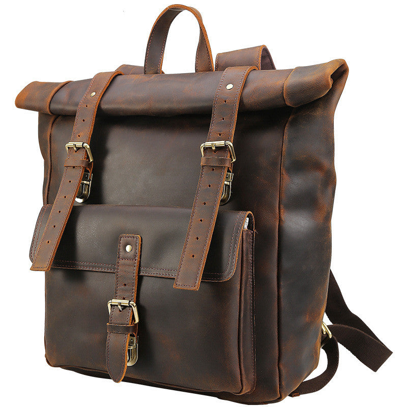 Men's Crazy Horse Leather Travel Backpack - Shipfound