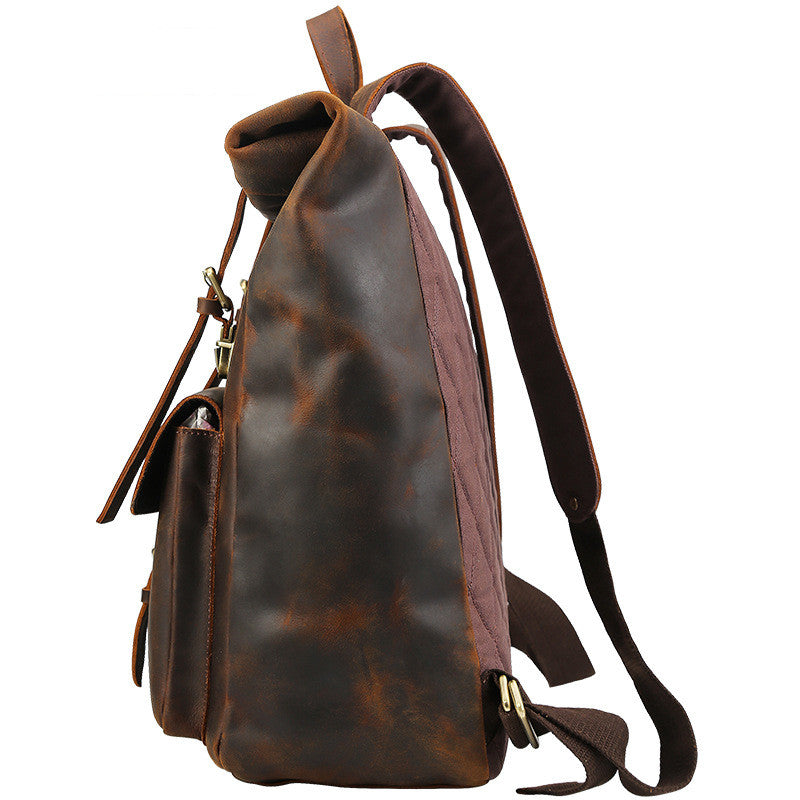 Men's Crazy Horse Leather Travel Backpack - Shipfound