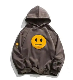 Smile Face Patchwork Hooded Sweatshirts - Shipfound