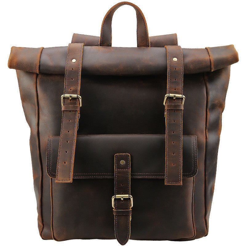 Men's Crazy Horse Leather Travel Backpack - Shipfound