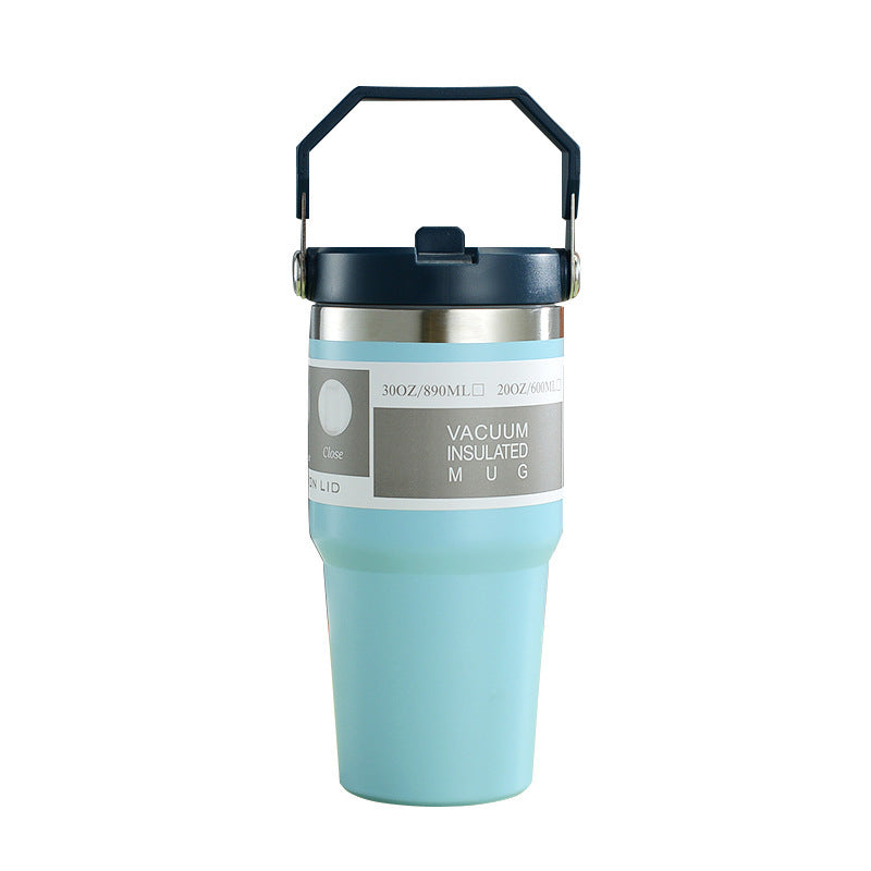 Portable Car Cup Stainless Steel Cup Travel Sports Water Bottle With Handle Cover Coffee Tumbler Cup - Shipfound
