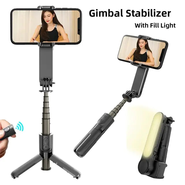 Handheld Gimbal Stabilizer Mini Selfie Stick Tripod with Removable Fill Light - Shipfound