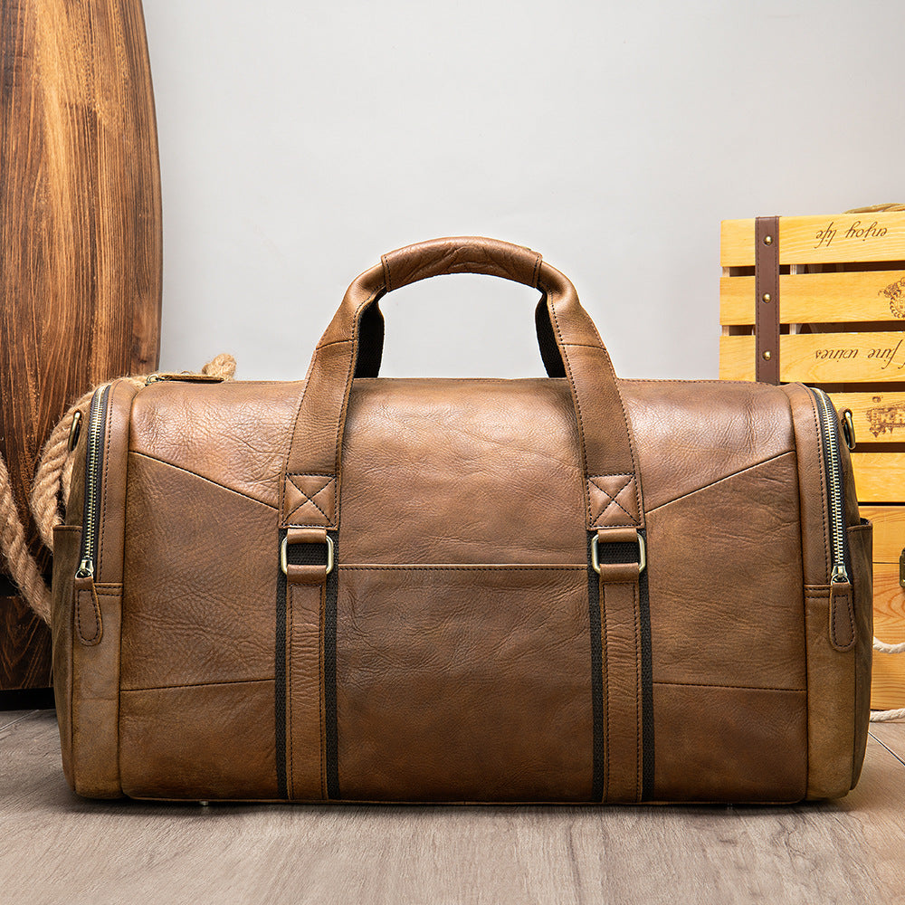 Genuine Leather Men's Business Travel Handbag Top Layer Cowhide One-shoulder Travel Bag Duffel Bag - Shipfound