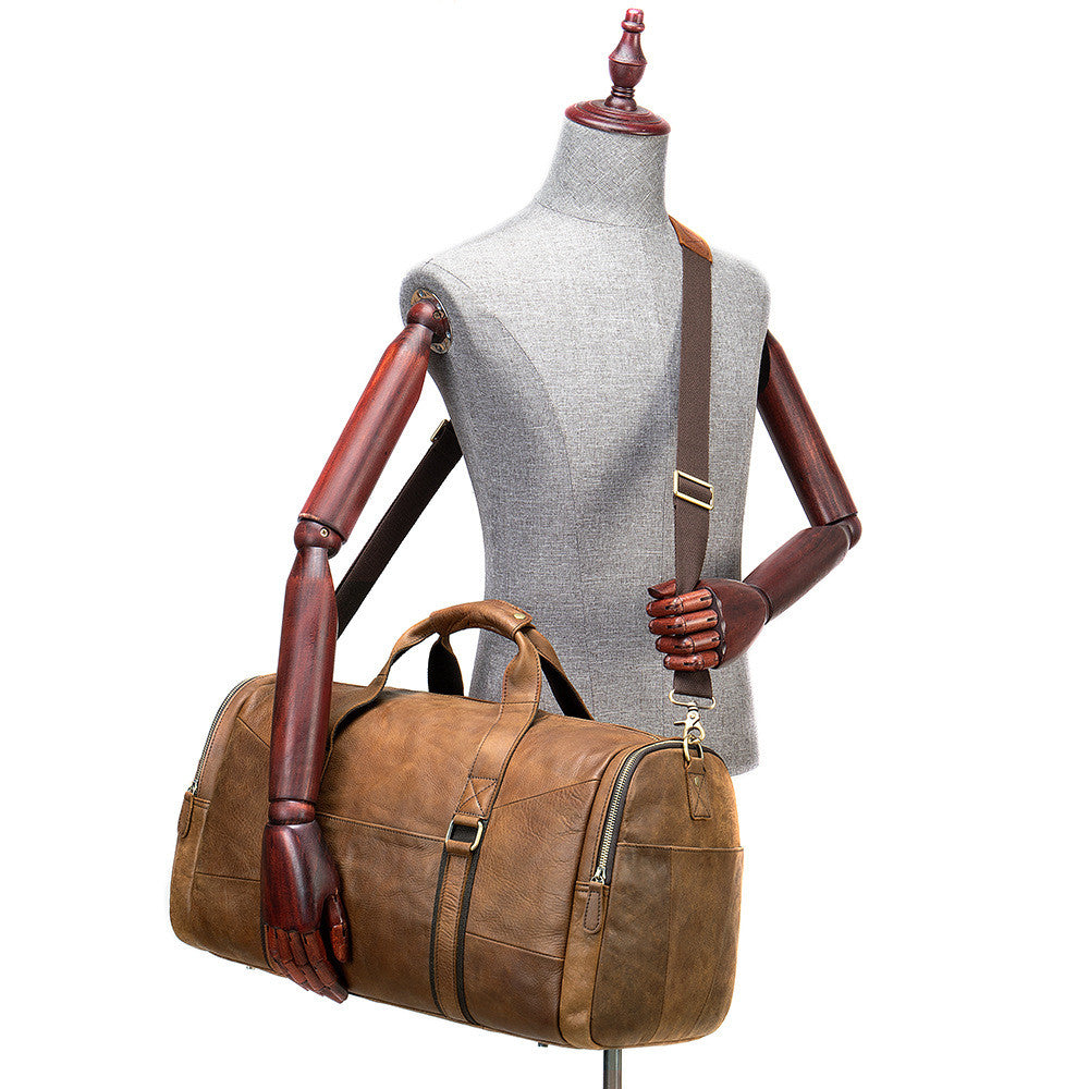 Genuine Leather Men's Business Travel Handbag Top Layer Cowhide One-shoulder Travel Bag Duffel Bag - Shipfound