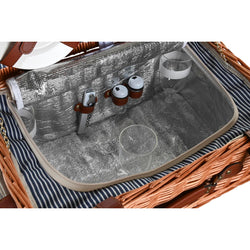 Basket DKD Home Decor Picnic Brown Navy Blue wicker (46 x 30 x 20 cm)