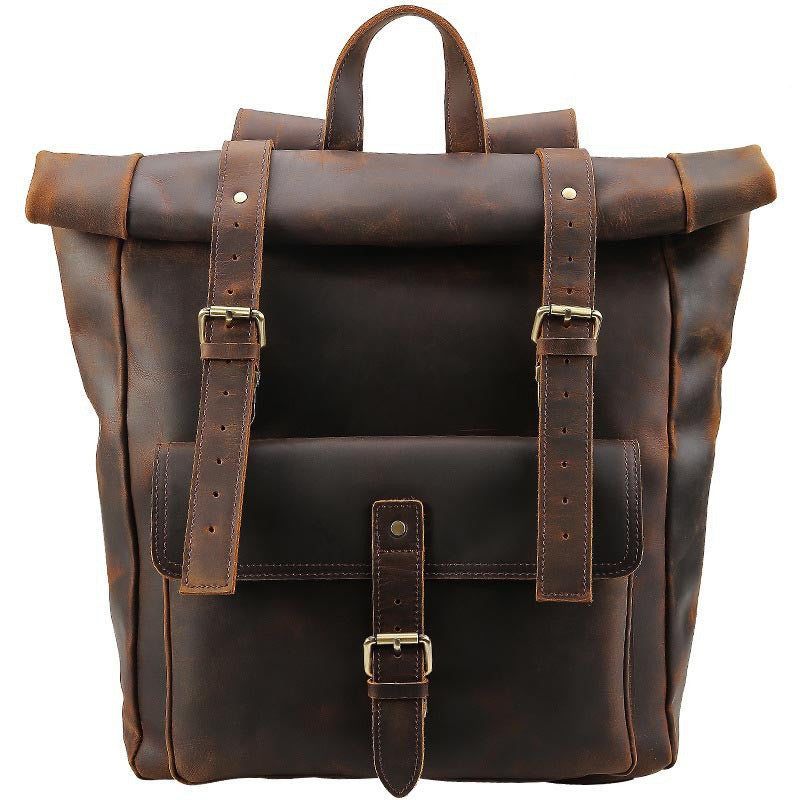 Men's Crazy Horse Leather Travel Backpack - Shipfound