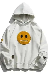 Smile Face Patchwork Hooded Sweatshirts - Shipfound