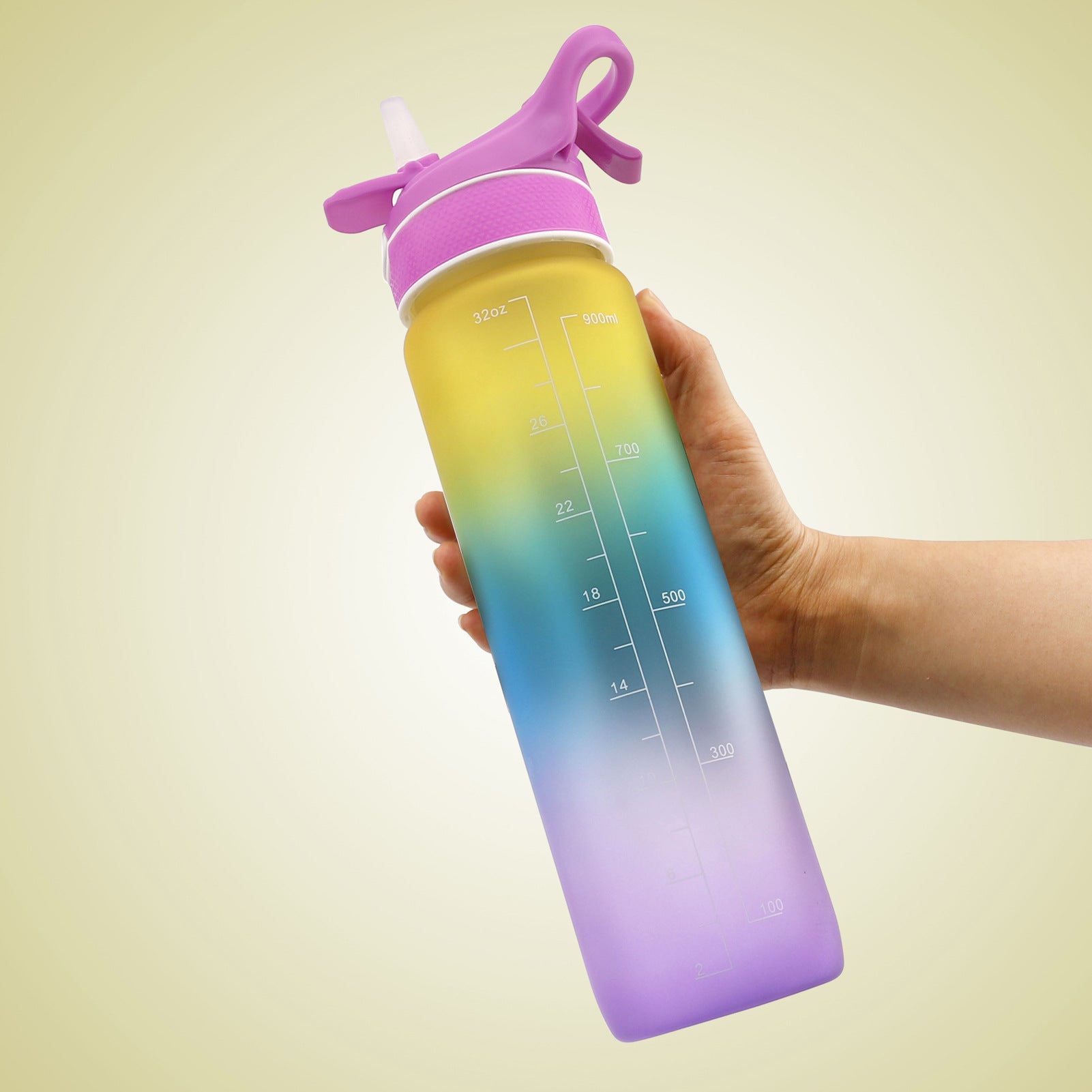 1000ML Plastic Spray Water Bottle Scrub Bounce Cover Straw Space Cup Sports Water Bottle - Shipfound