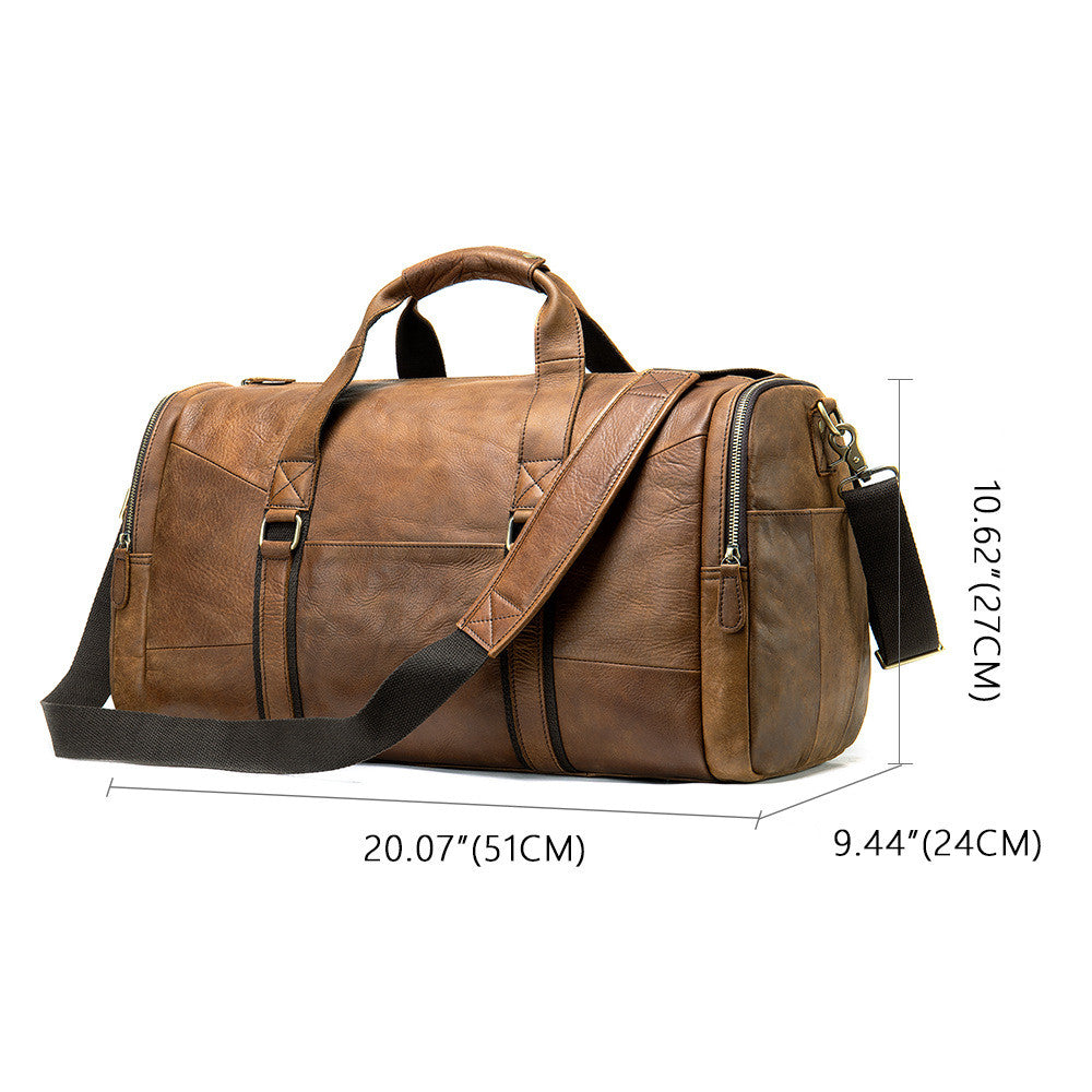 Genuine Leather Men's Business Travel Handbag Top Layer Cowhide One-shoulder Travel Bag Duffel Bag - Shipfound
