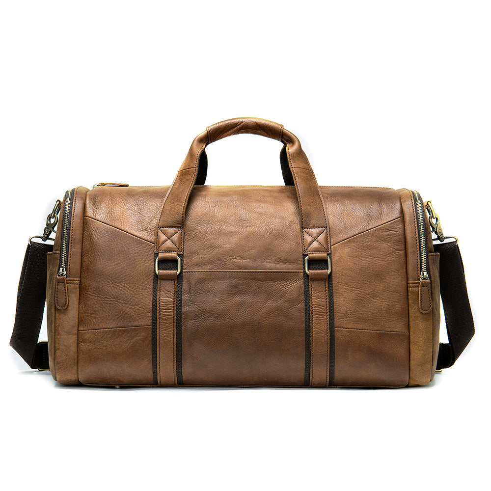 Genuine Leather Men's Business Travel Handbag Top Layer Cowhide One-shoulder Travel Bag Duffel Bag - Shipfound