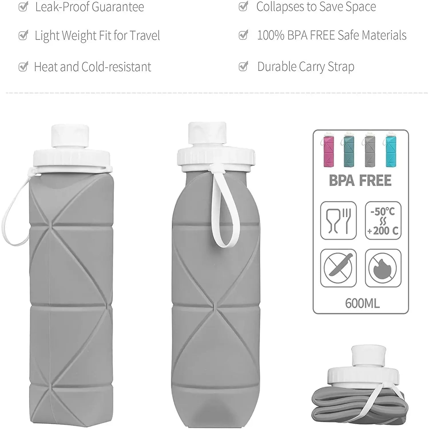 Foldable Silicone Hydration Water Bottle - Shipfound