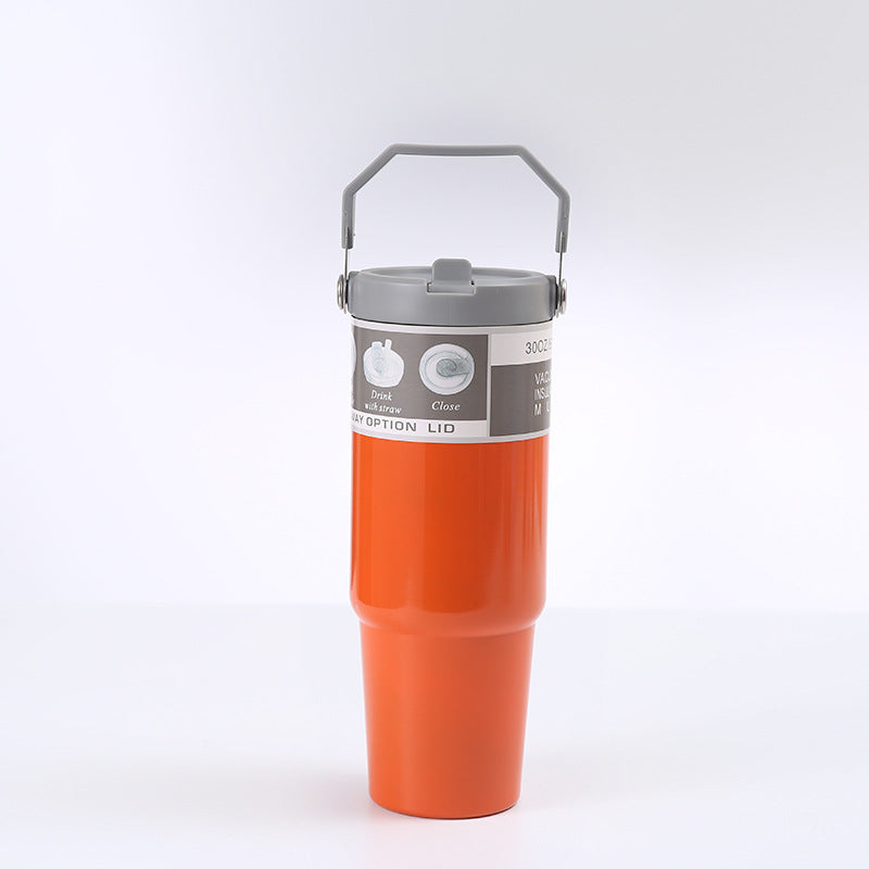Portable Car Cup Stainless Steel Cup Travel Sports Water Bottle With Handle Cover Coffee Tumbler Cup - Shipfound