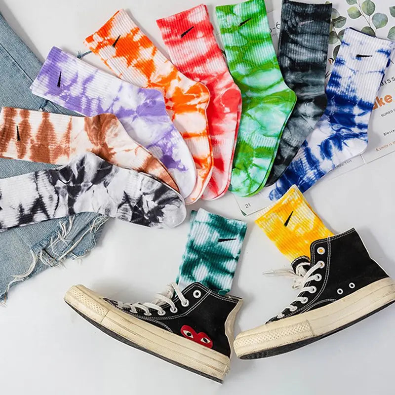 Women Tie-dye Middle Tube Socks - Shipfound