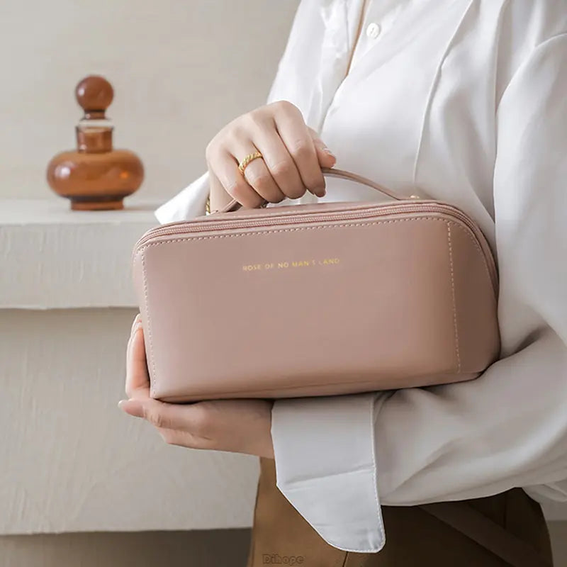 Large-Capacity Leather Cosmetic Bag - Shipfound